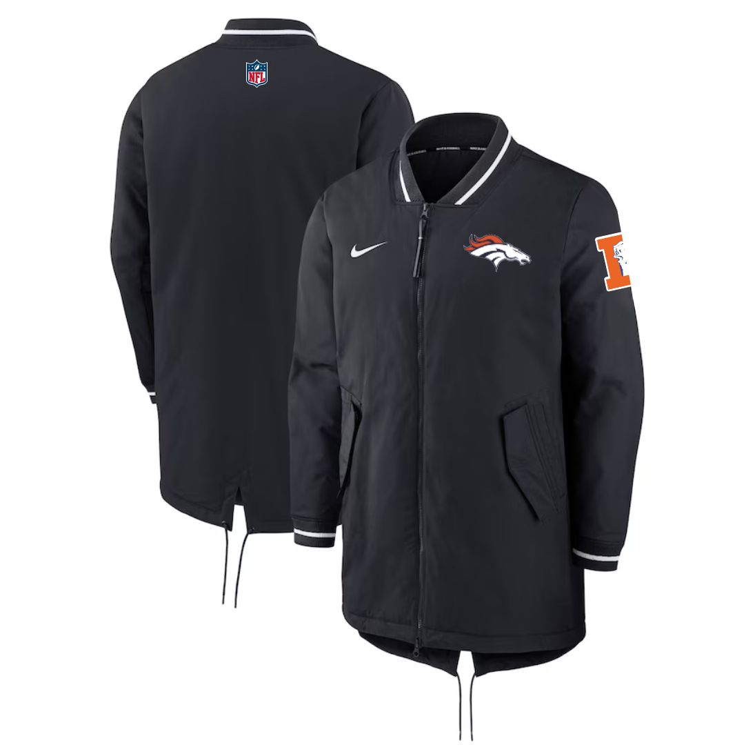 Men 2026 NFL Denver Broncos black Extended Cotton Jacket style 01